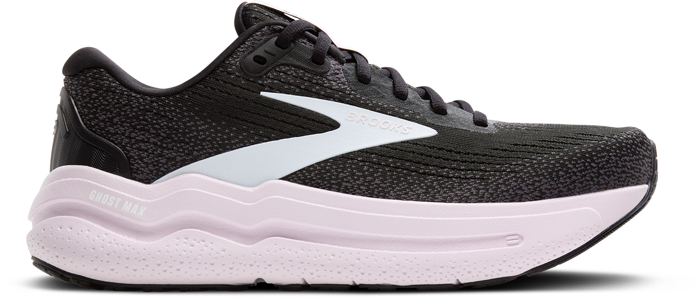W Brooks Ghost Max 2 Black White Orchid Ice