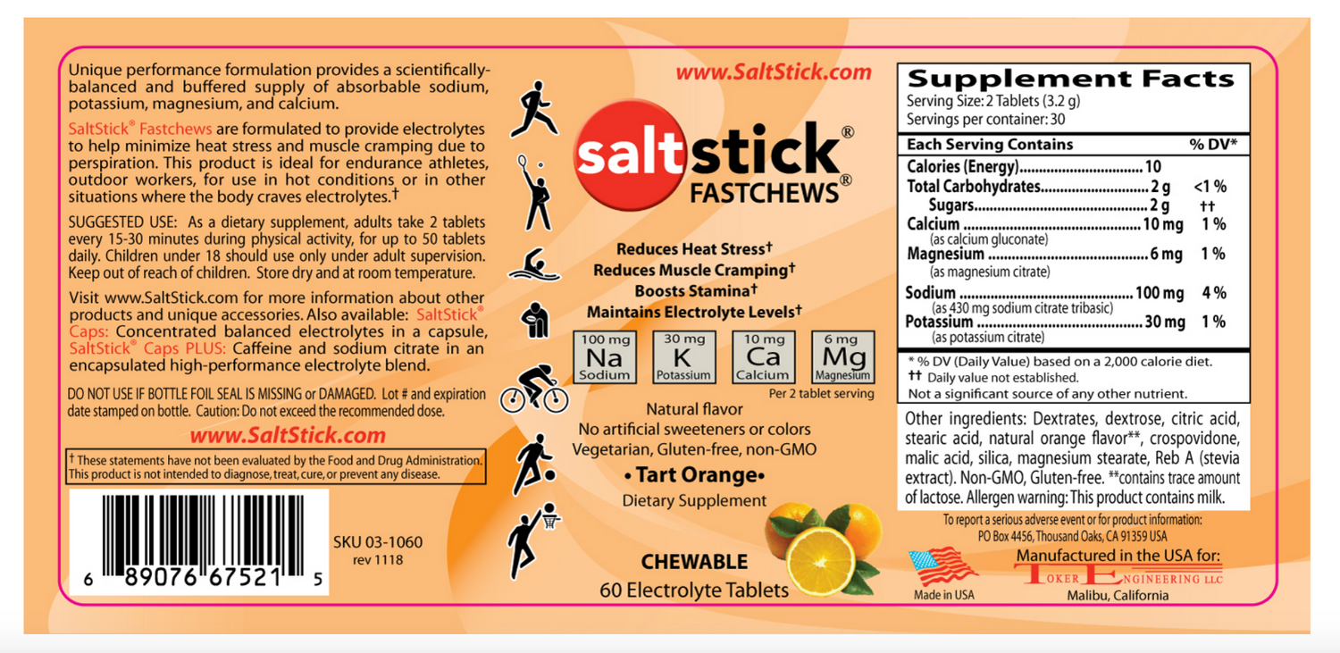 Saltstick Fastchews Bottle - Orange Supplement Facts